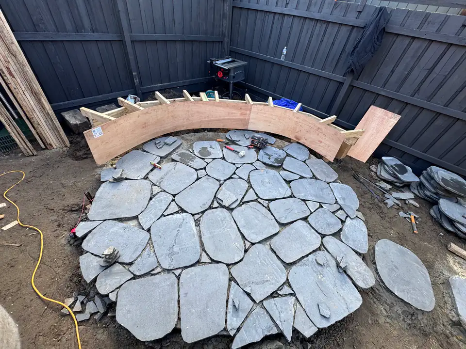 Crazy paving in progress by GardenScaping in Carlton North